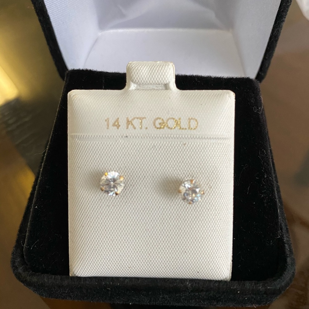 5mm crystal post earrings in 14k YG